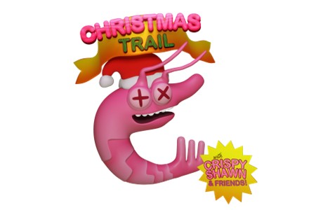 Animated prawn in a Santa hat