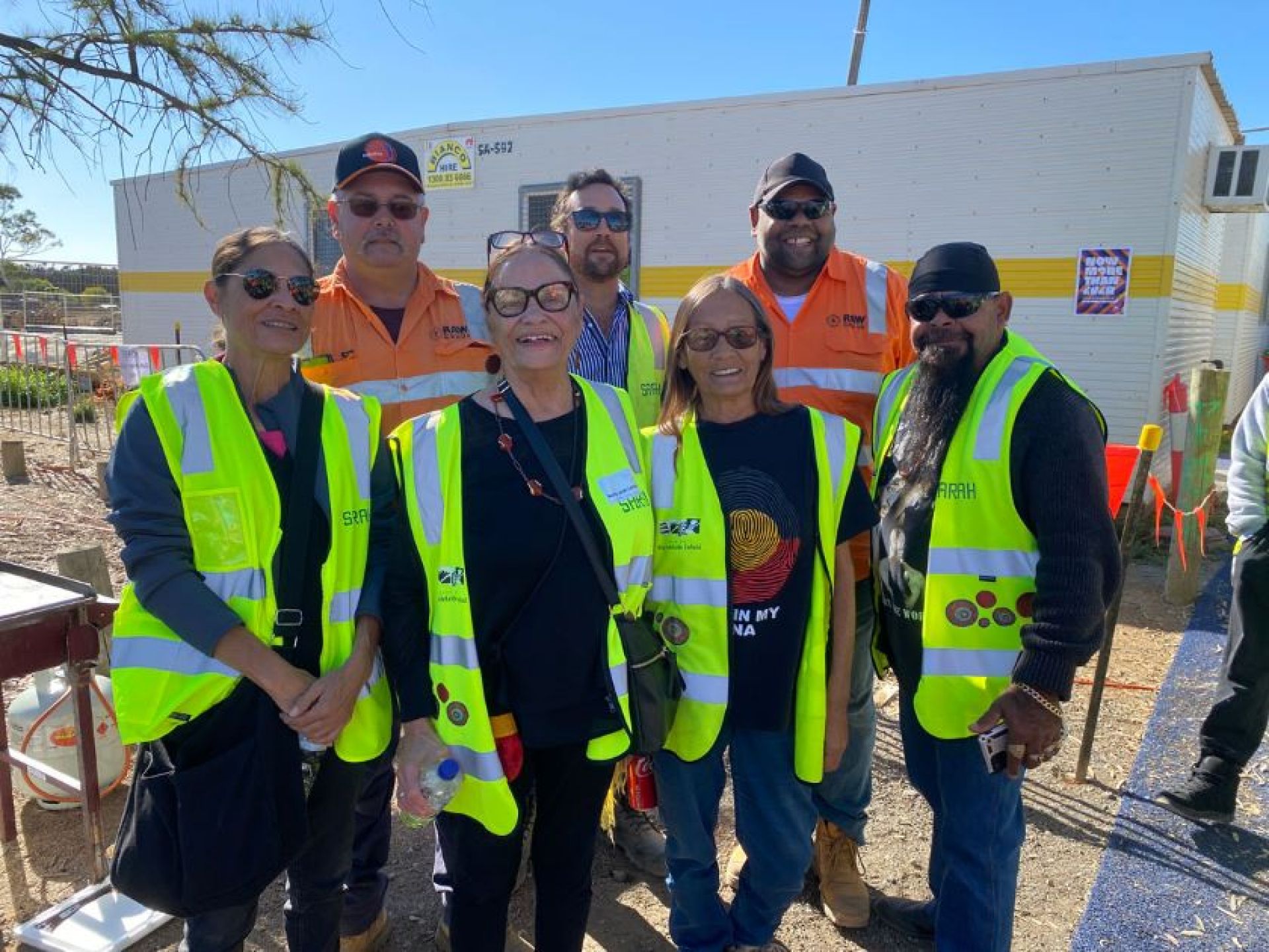 Group of people at a construction site