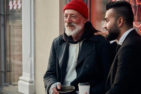 Two men with coffees