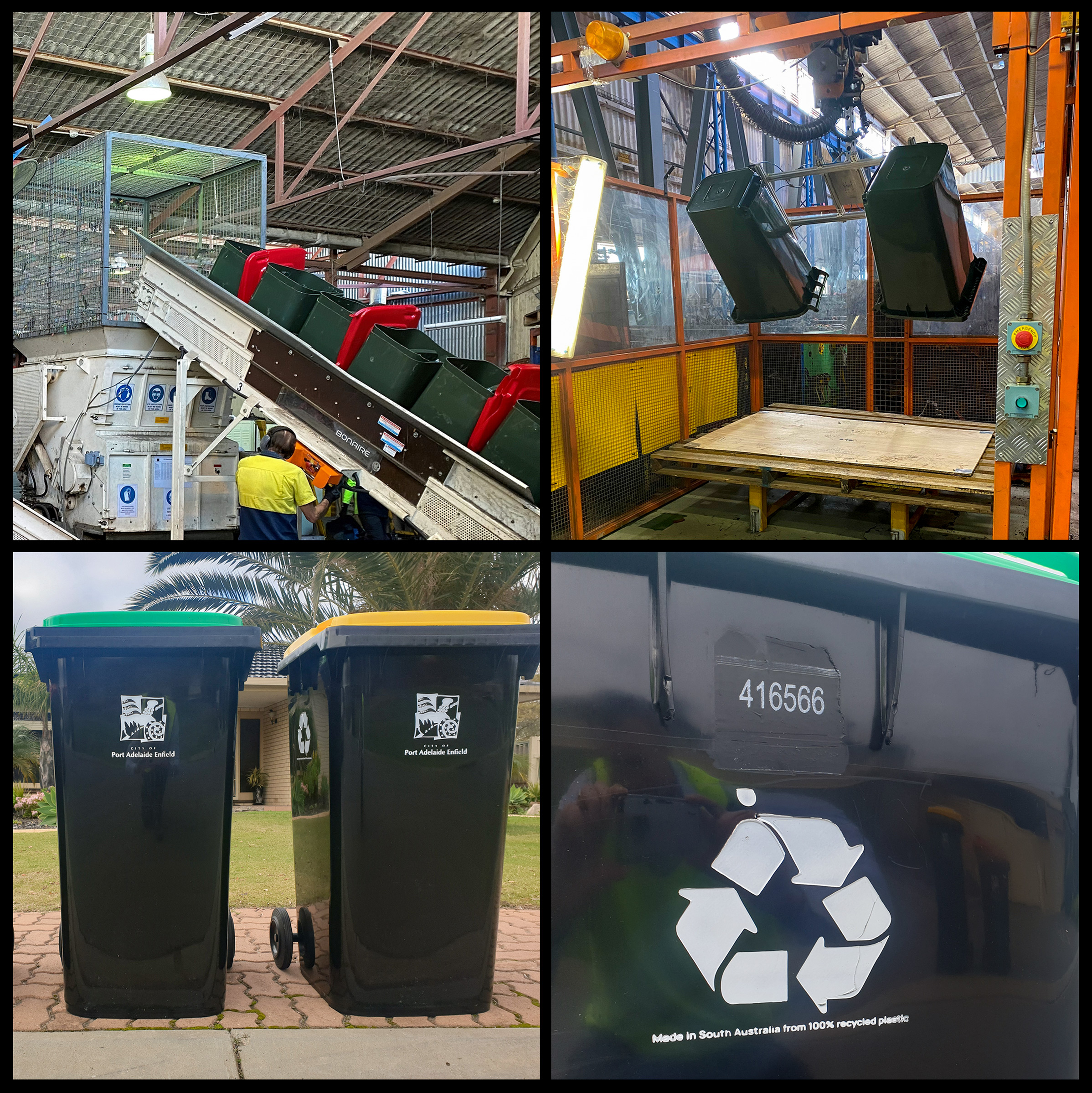 manufacturing process of bins made from 100% recycled plastic