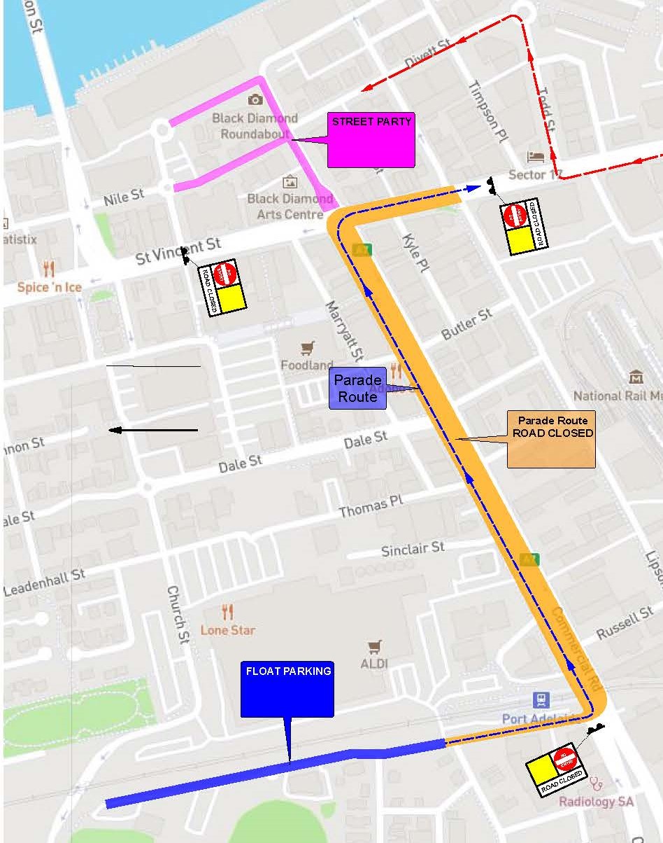 Christmas parade map Map of route