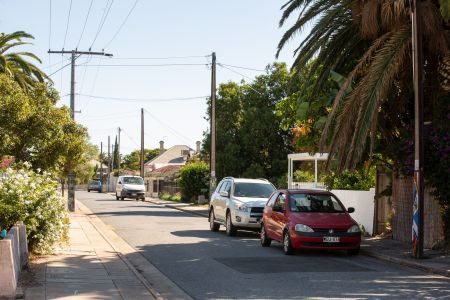 Cars on suburban street